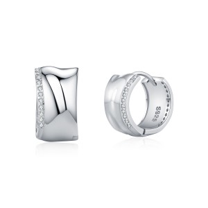 S925 Vintage Mirror Zirconia Hoop Earring 60200231