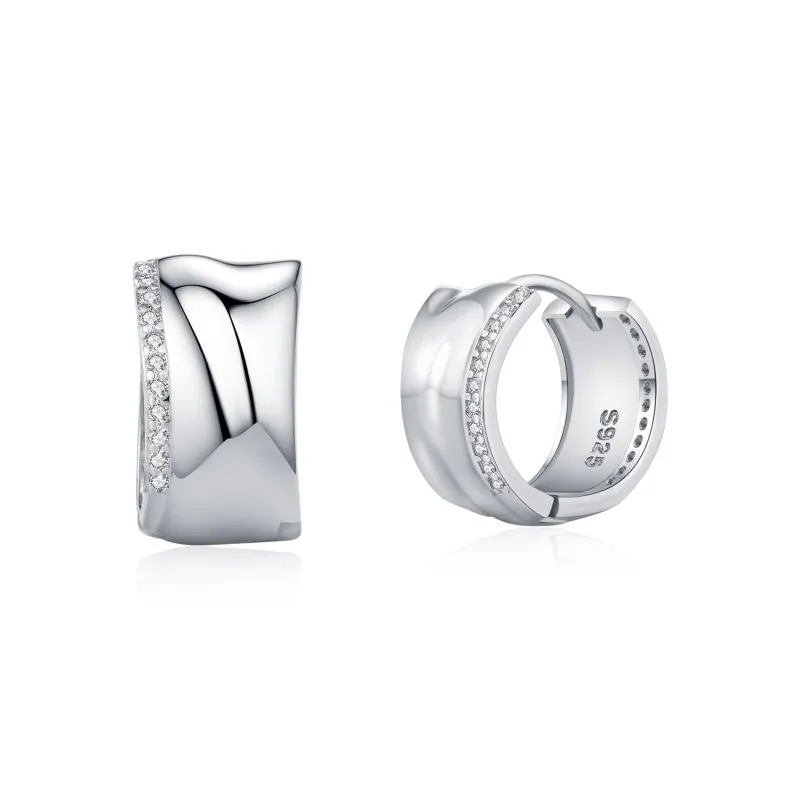 S925 Vintage Mirror Zirconia Hoop Earring 60200231