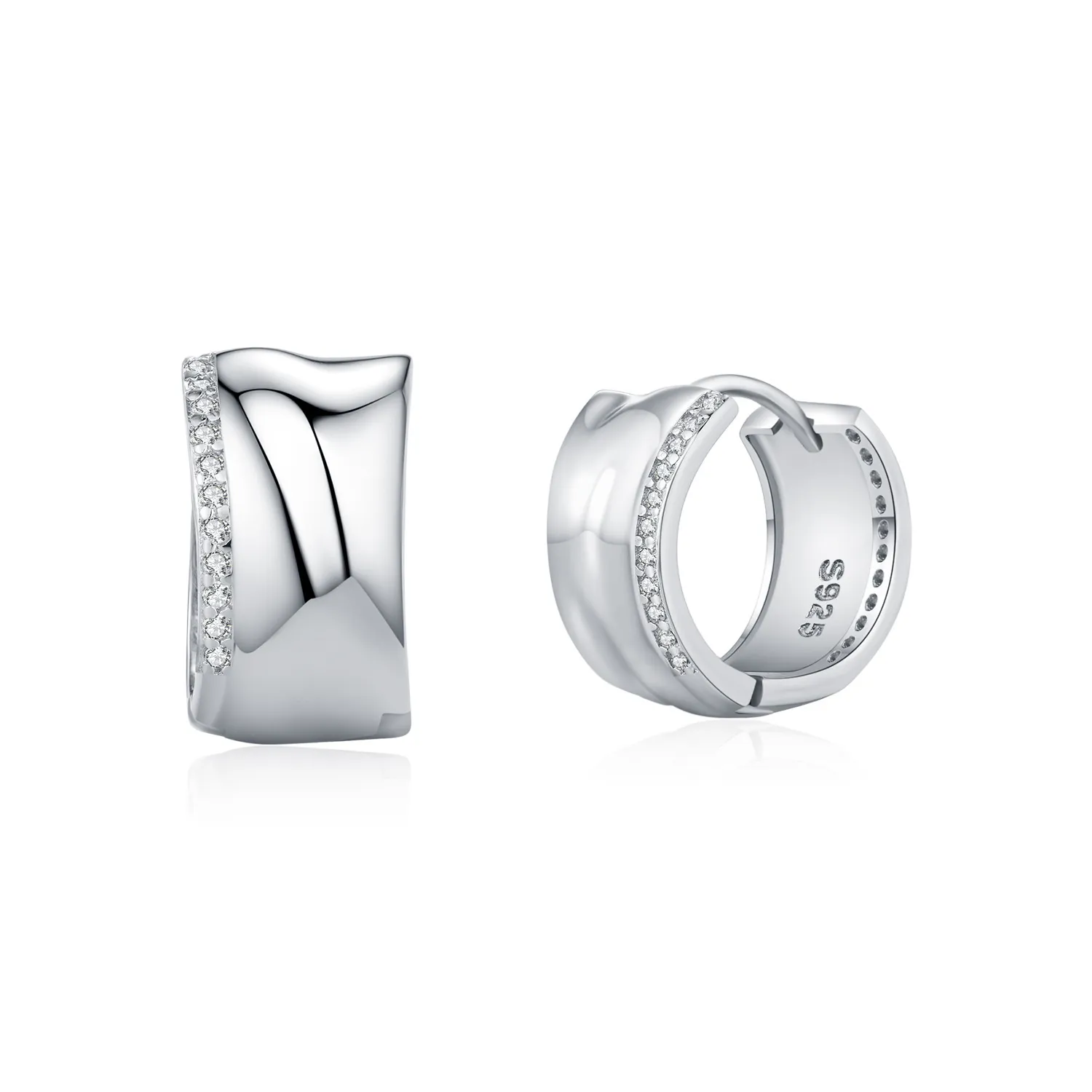 S925 Vintage Mirror Zirconia Hoop Earring 60200231