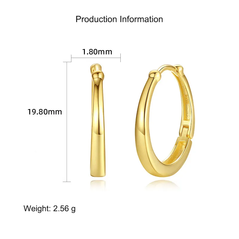 925 Sterling Silver U Shape Hoop Earring 60200234 - image2