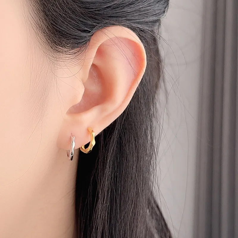 925 Sterling Silver Geometric Pattern Hoop Earring 60200235 - image1