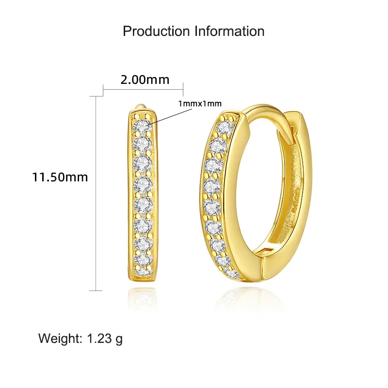 925 Sterling Silver 11.5mm Zirconia Hoop Earring 60200236 - image2