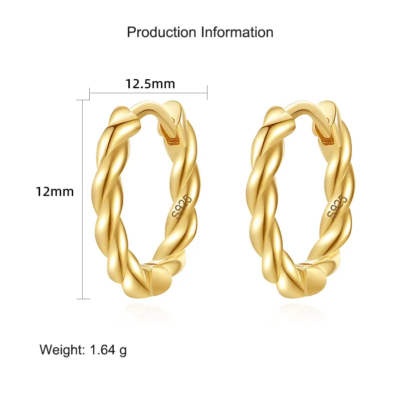 925 Sterling Silver Twisted Hoop Earring 60200237 - image2