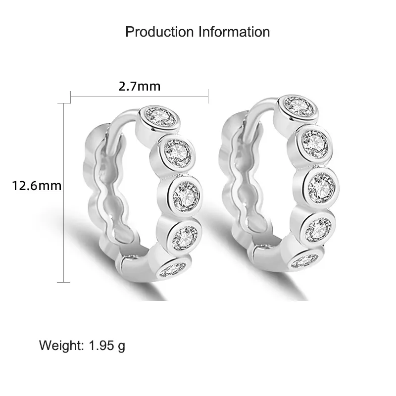 925 Sterling Silver Round Zirconia Hoop Earring 60200238 - image2