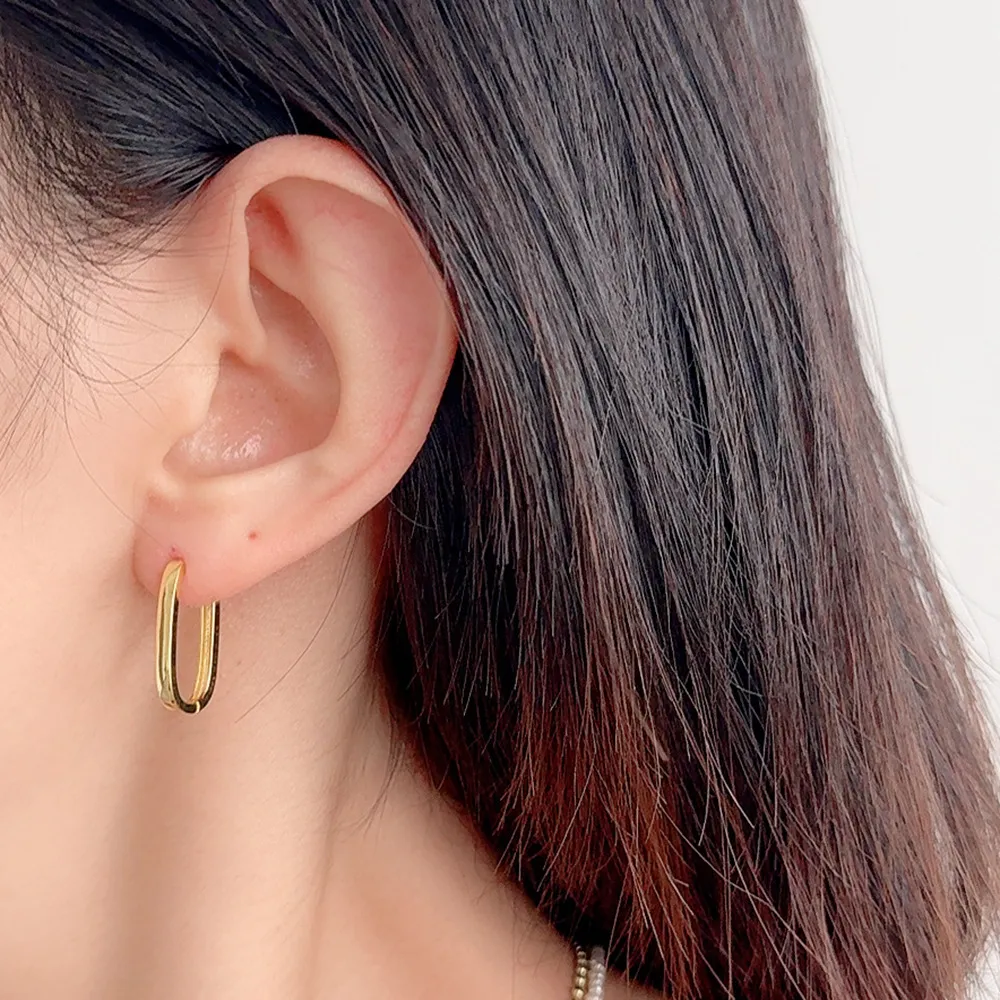 925 Sterling Silver 20mm Long U-shape Hoop Earring 60200240 - image1