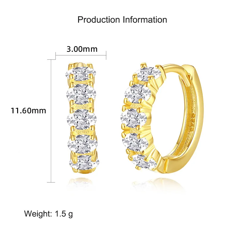 925 Sterling Silver Oval Zirconia Hoop Earring 60200242 - image2