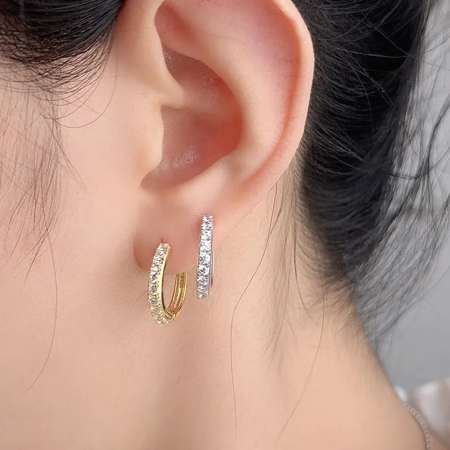 925 Sterling Silver 16.5mm Zirconia Hoop Earring 60200243 - image1