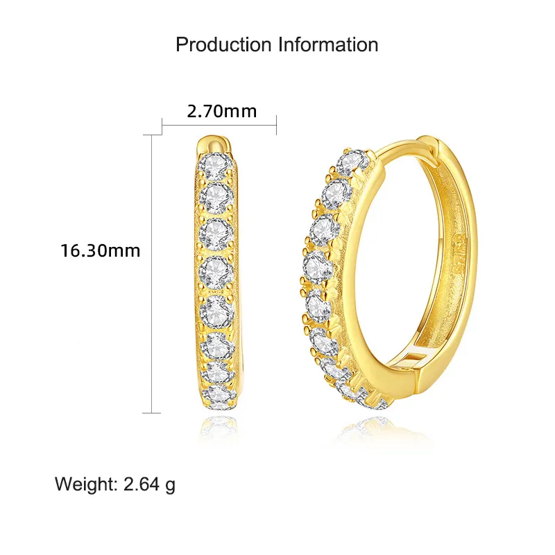 925 Sterling Silver 16.5mm Zirconia Hoop Earring 60200243 - image2