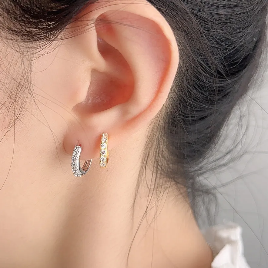 925 Sterling Silver 12mm Zirconia Hoop Earring 60200245 - image1