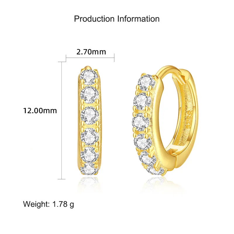 925 Sterling Silver 12mm Zirconia Hoop Earring 60200245 - image2
