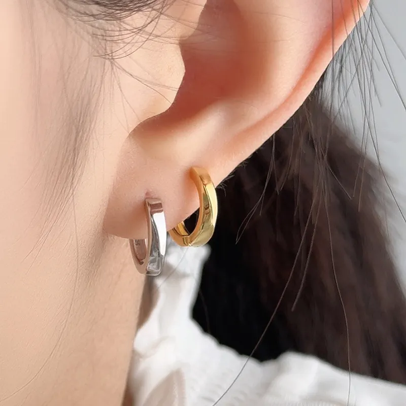 925 Sterling Silver Geometric Hoop Earring 60200249 - image1