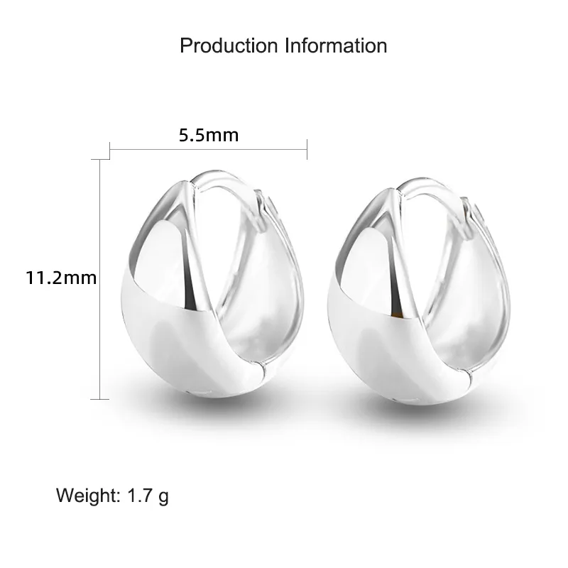 925 Sterling Silver C-shaped Hoop Earring 60200251 - image2