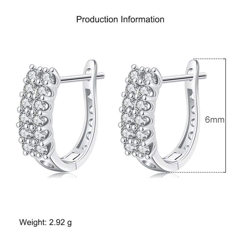 925 Sterling Silver Two Rows Zirconia Hoop Earring 60200254 - image2
