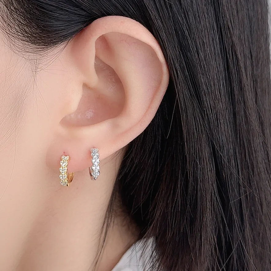925 Sterling Silver Heart Zirconia Hoop Earring 60200257 - image1