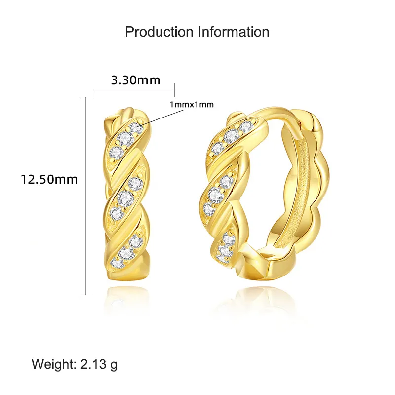925 Sterling Silver Twisted Zirconia Hoop Earring 60200261 - image2
