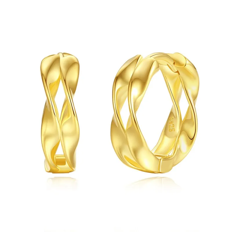 925 Sterling Silver Double Mobius Hoop Earring 60200262