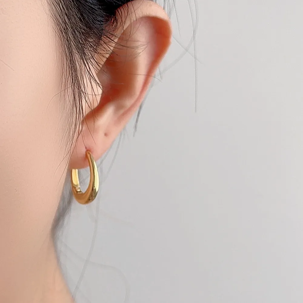 925 Sterling Silver U-shaped Hoop Earring 60200264 - image1