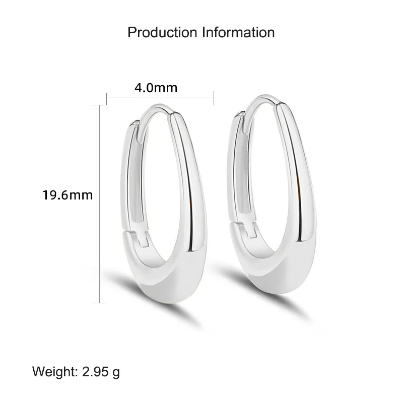 925 Sterling Silver U-shaped Hoop Earring 60200264 - image2