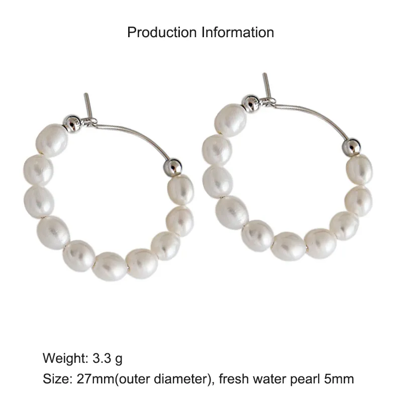 925 Sterling Silver Fresh Water Pearl Hoop Earring 60200270 - image2