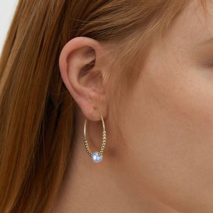925 Sterling Silver Fresh Water Pearl Beads Hoope Earring 60200271