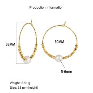 925 Sterling Silver Fresh Water Pearl Beads Hoope Earring 60200271