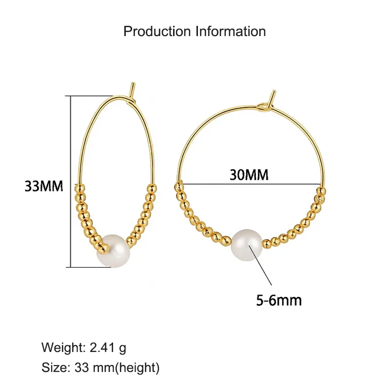 925 Sterling Silver Fresh Water Pearl Beads Hoope Earring 60200271 - image2