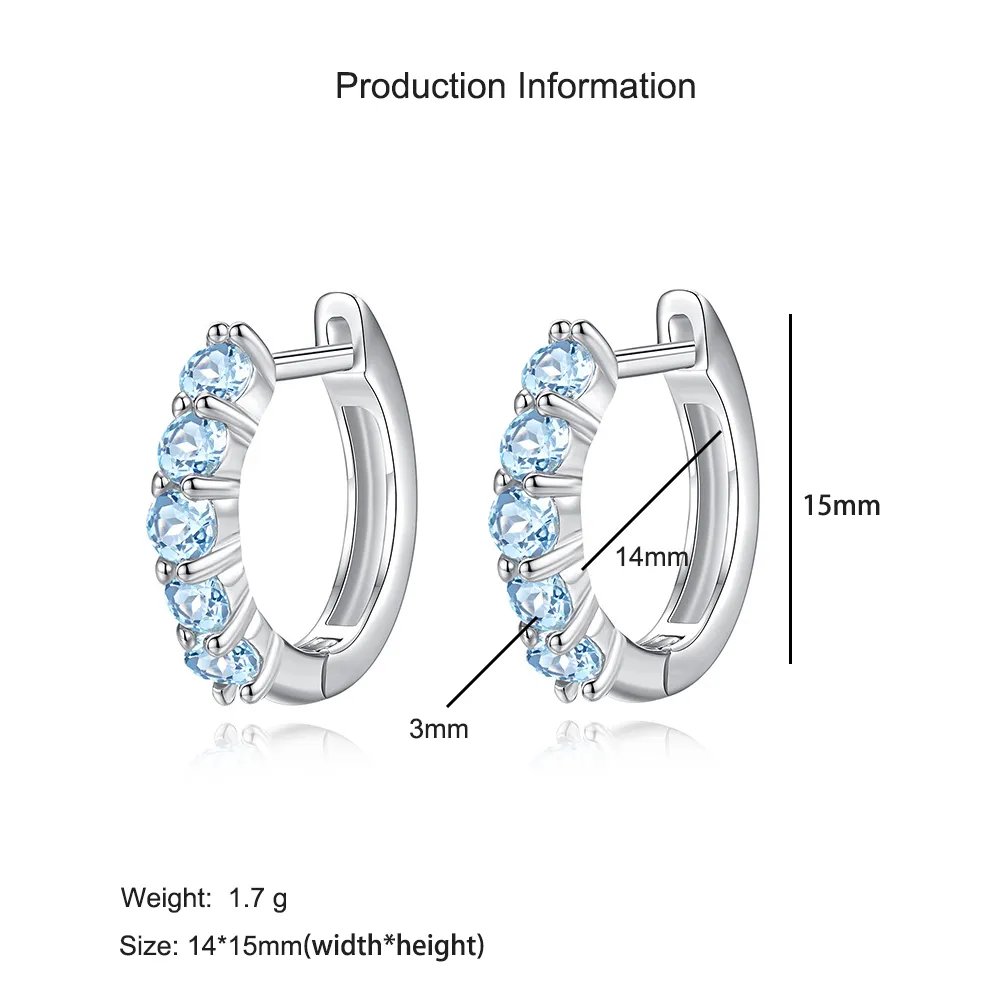 925 Sterling Silver Natural Crystal Hoop Earrings 60200272 - image2