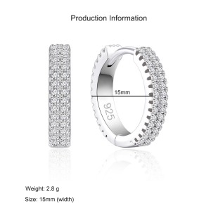 925 Sterling Silver Double Row CZ Pave Hoop Earring 60200275