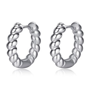 925 Sterling Silver Twisted Rope Hoop Earring 60200277