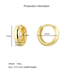 925 Sterling Silver Minimalist Hoop Earring 60200278