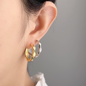 925 Sterling Silver Geometric Hoop Earring 60200279