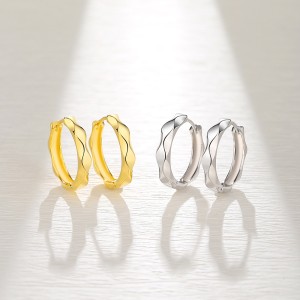 925 Sterling Silver Geometric Hoop Earring 60200279