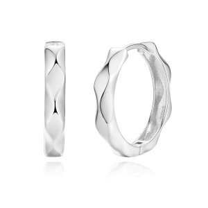 925 Sterling Silver Geometric Hoop Earring 60200279