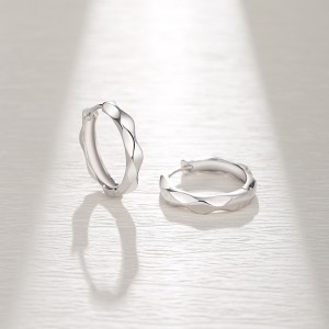 925 Sterling Silver Geometric Hoop Earring 60200279