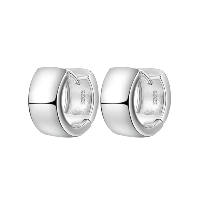 925 Sterling Silver Wide Matte Brushed Hoop Earring 60200280