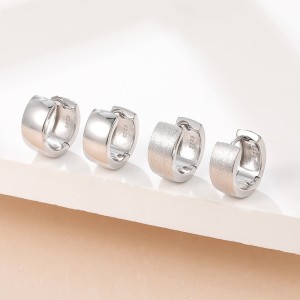 925 Sterling Silver Wide Matte Brushed Hoop Earring 60200280