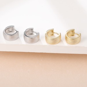 925 Sterling Silver Wide Matte Brushed Hoop Earring 60200280