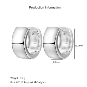 925 Sterling Silver Wide Matte Brushed Hoop Earring 60200280