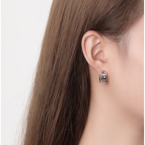 925 Sterling Silver Wide Matte Brushed Hoop Earring 60200280