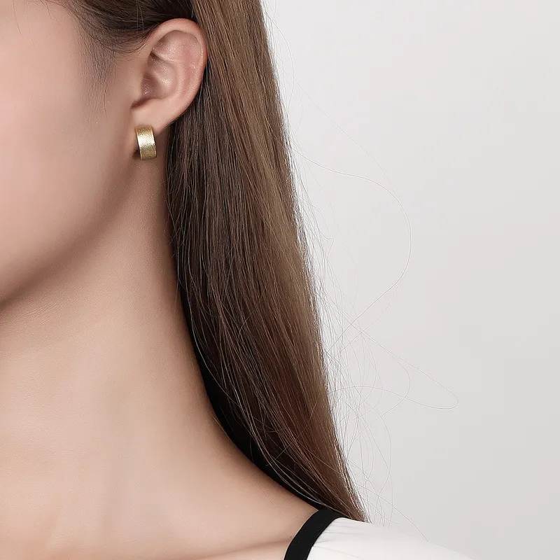 925 Sterling Silver Wide Matte Brushed Hoop Earring 60200280 - image3