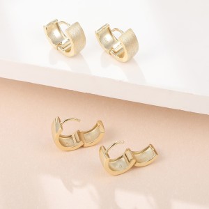 925 Sterling Silver Wide Matte Brushed Hoop Earring 60200280