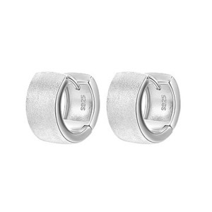 925 Sterling Silver Wide Matte Brushed Hoop Earring 60200280