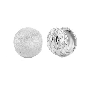 925 Sterling Silver Brushed Matte Sphere Earring 60200281
