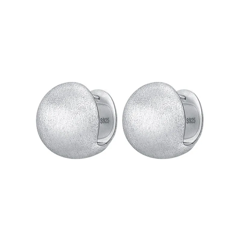 925 Sterling Silver Vintage Brushed Round Hoop Earring 60200282