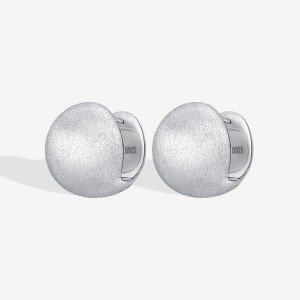 925 Sterling Silver Vintage Brushed Round Hoop Earring 60200282