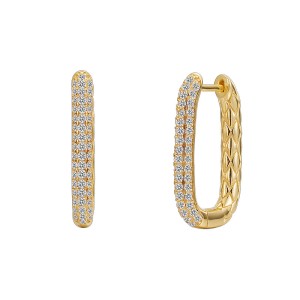 925 Sterling Silver Vintage Geometric Pattern Zircon Earring 60200284