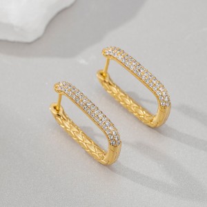 925 Sterling Silver Vintage Geometric Pattern Zircon Earring 60200284