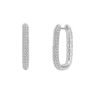 925 Sterling Silver Vintage Geometric Pattern Zircon Earring 60200284