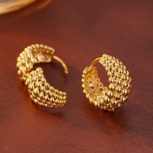 925 Sterling Silver Beaded C-Shaped Hoop Earring 60200285