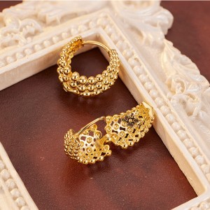 925 Sterling Silver Beaded C-Shaped Hoop Earring 60200285